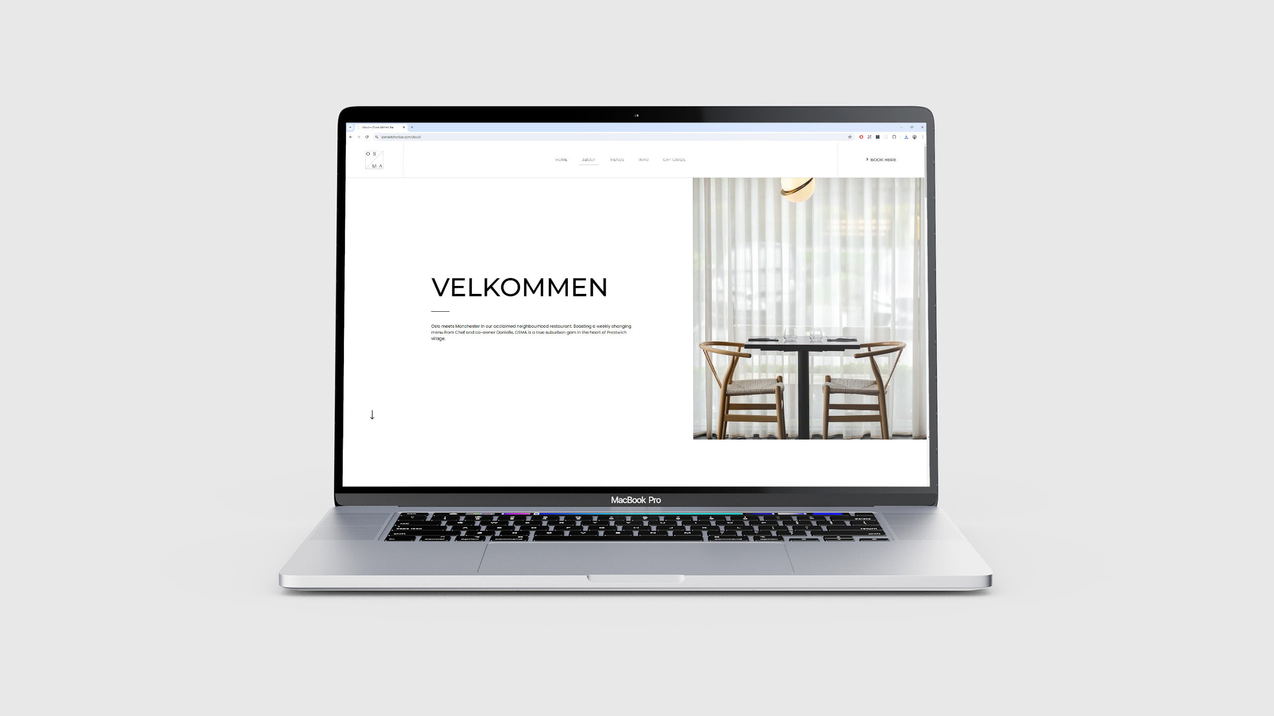 Osma website mockup