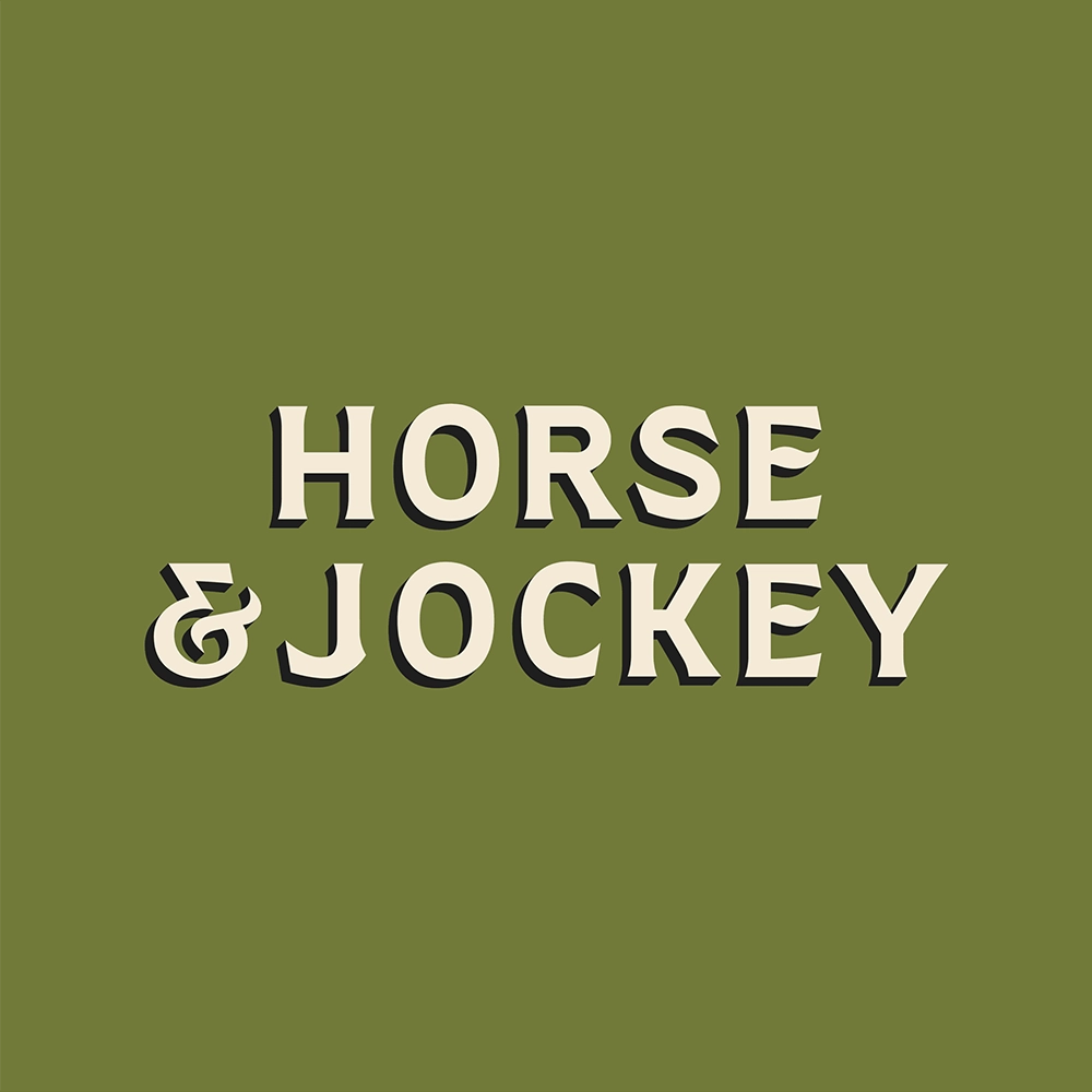 Horse and Jockey logo on green background